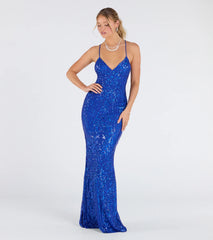 Helen Lace-Up Mermaid Sequin Formal Dress