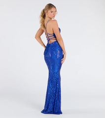 Helen Lace-Up Mermaid Sequin Formal Dress