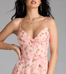 Ysabella Lace-Up A-Line Floral Chiffon Formal Dress