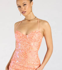 Zadie Lace-Up High Slit Sequin Formal Dress