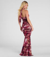 Kelsey Halter Printed Mermaid Formal Dress