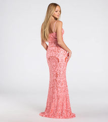 Ebony Sequin Corset Slit Mermaid Dress