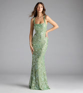 Lexie Floral Sequin Lace-Up Mermaid Dress