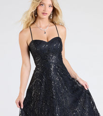 Klaire Lace-Up A-Line Glitter Sequin Formal Dress