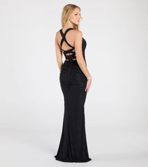 Tatiana Lace-Up Mermaid Glitter Formal Dress