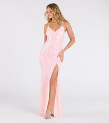 Rosie Lace-Up Slit Mermaid Sequin Formal Dress