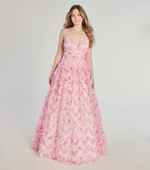 Caitlyn Lace-Up Rose Floral A-Line Formal Dress