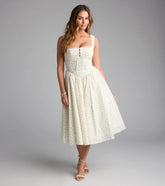 Soft Girl Floral Drop Waist Midi Dress