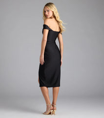 Classic Allure Off-The-Shoulder Midi Dress