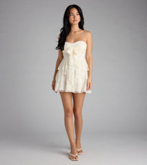Love Stories Tie Front Ruffle Lace Skater Dress