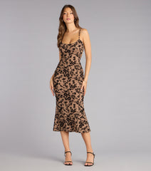 Barely Blushing Velvet Mesh Midi Dress