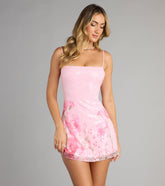 Garden Glitz Sequin Cutout Mini Dress