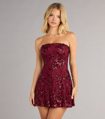 Shimmer In Bloom Floral Sequin Mini Tube Dress