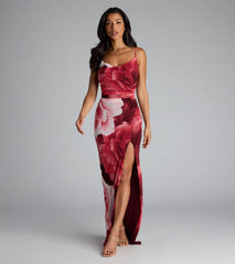 Stop and Stun Floral Slit Maxi Dress