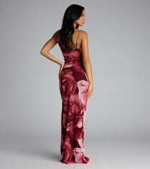 Stop and Stun Floral Slit Maxi Dress