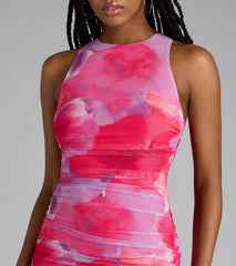 Made To Amaze Abstract Slit Midi Dress