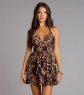 Flirty Tease Halter Ruffle Skater Dress