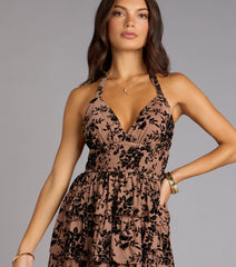 Flirty Tease Halter Ruffle Skater Dress