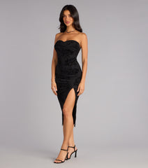 Twist Of Noir Velvet Midi Dress