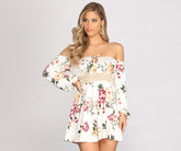 Bring The Romance Off Shoulder Long Sleeve Skater Dress
