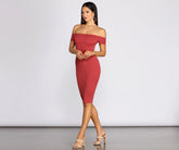 Brush It Off Shoulder Crepe Midi Dress