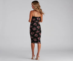 Romantic Vibes Floral Mesh Midi Dress