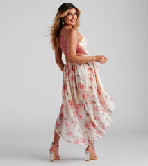 New Love Floral Lace Hi-Low Dress