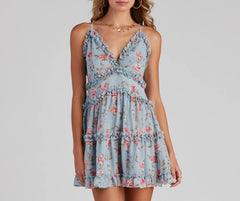 Flirty In Floral Chiffon Babydoll Dress