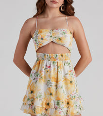 Floral Burst Ruffled Short Dress