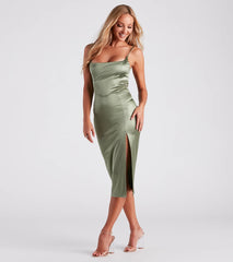 Luxurious Night Satin Midi Dress