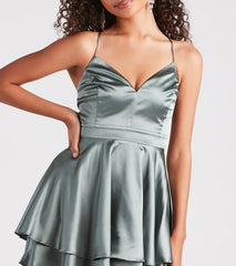 Dreamy Lace-Up Satin Skater Dress