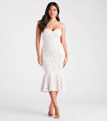 Love Is In The Air Lace Trumpet Midi Dress
