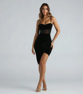 Sultry Status Corset Velvet Asymmetric Mini Dress