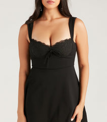 Time To Flirt Lace Detail Crepe Skater Dress