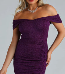 Feeling Sparkly Glitter Off The Shoulder Dress