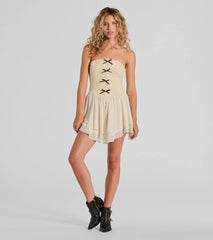 Prettiest Pick Strapless Bow A-Line Mini Dress