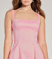 Fanciful Charm Tie-Back A-Line Taffeta Mini Dress