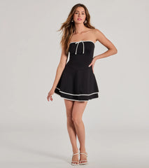 Stylish Impression Strapless Ruffled Skater Dress
