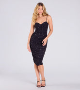 Alluring Glamour Rhinestone And Pearl Mesh Midi Dress