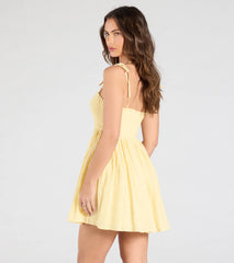 Sunny Tones Smocked Eyelet Skater Dress