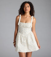 Flower Fields Lace-Up Corset Skater Dress