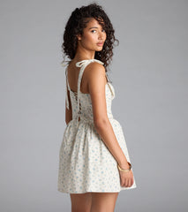 Flower Fields Lace-Up Corset Skater Dress