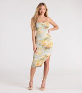 Remarkable Entrance Floral Bodycon Midi Dress