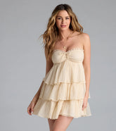 Playful Mood Strapless Ruffled Skater Dress