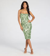 Touch Of Glamour Lace-Up Floral Sequin Midi Dress