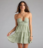 Vacay Booked Halter Skater Mini Dress