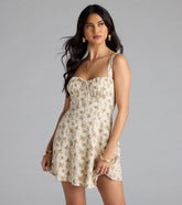 Sweetly Femme Floral Corset Lace-Up Mini Dress