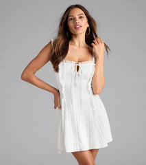 Flirty Girlie Lace-Up A-Line Mini Dress
