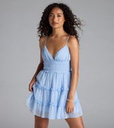 Subtle Grace V-Neck Polka Dot Chiffon Skater Dress