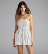 Effortless Eyelet Bubble Hem Mini Dress